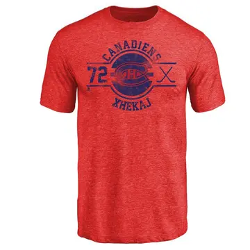 Men's Arber Xhekaj Montreal Canadiens Insignia Tri-Blend T-Shirt - Red