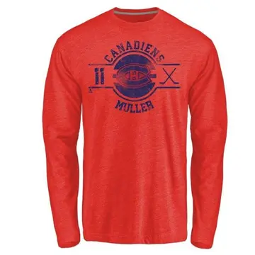 Men's Kirk Muller Montreal Canadiens Insignia Tri-Blend Long Sleeve T-Shirt - Red