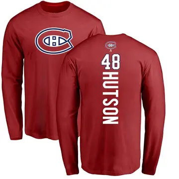 Men's Lane Hutson Montreal Canadiens Backer Long Sleeve T-Shirt - Red