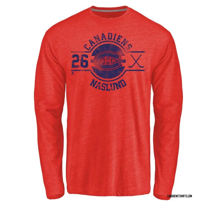 Men's Mats Naslund Montreal Canadiens Insignia Tri-Blend Long Sleeve T-Shirt - Red