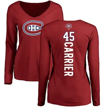 Women's Alexandre Carrier Montreal Canadiens Backer V-Neck Long-Sleeve T-Shirt - Red