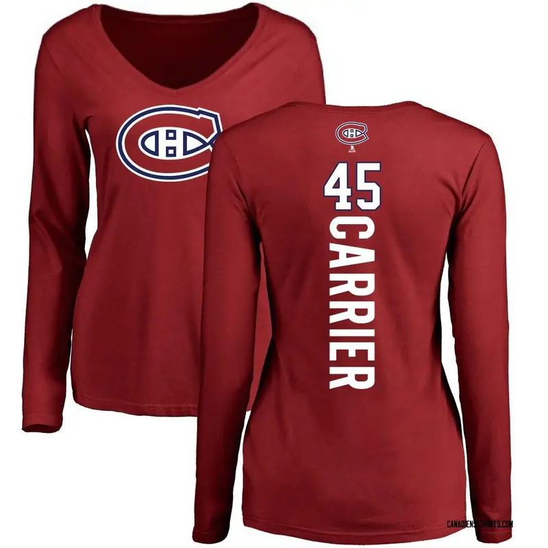 Women's Alexandre Carrier Montreal Canadiens Backer V-Neck Long-Sleeve T-Shirt - Red
