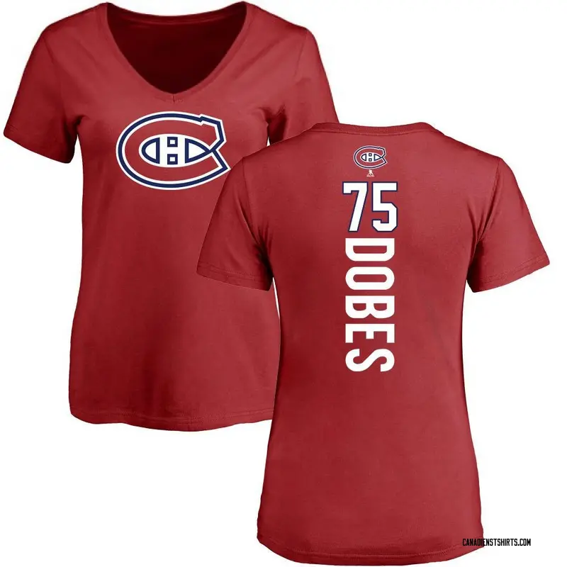 Women's Jakub Dobes Montreal Canadiens Backer T-Shirt - Red