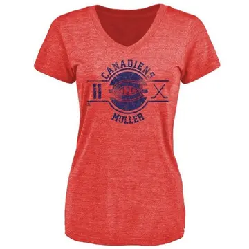 Women's Kirk Muller Montreal Canadiens Insignia Tri-Blend T-Shirt - Red