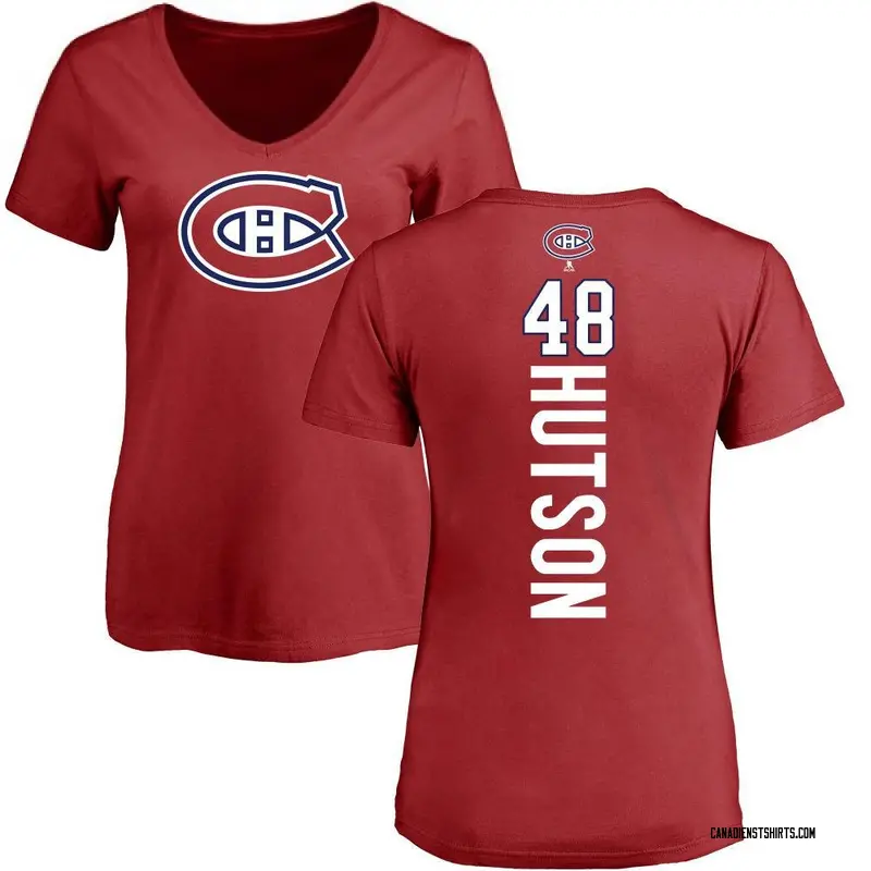 Women's Lane Hutson Montreal Canadiens Backer T-Shirt - Red