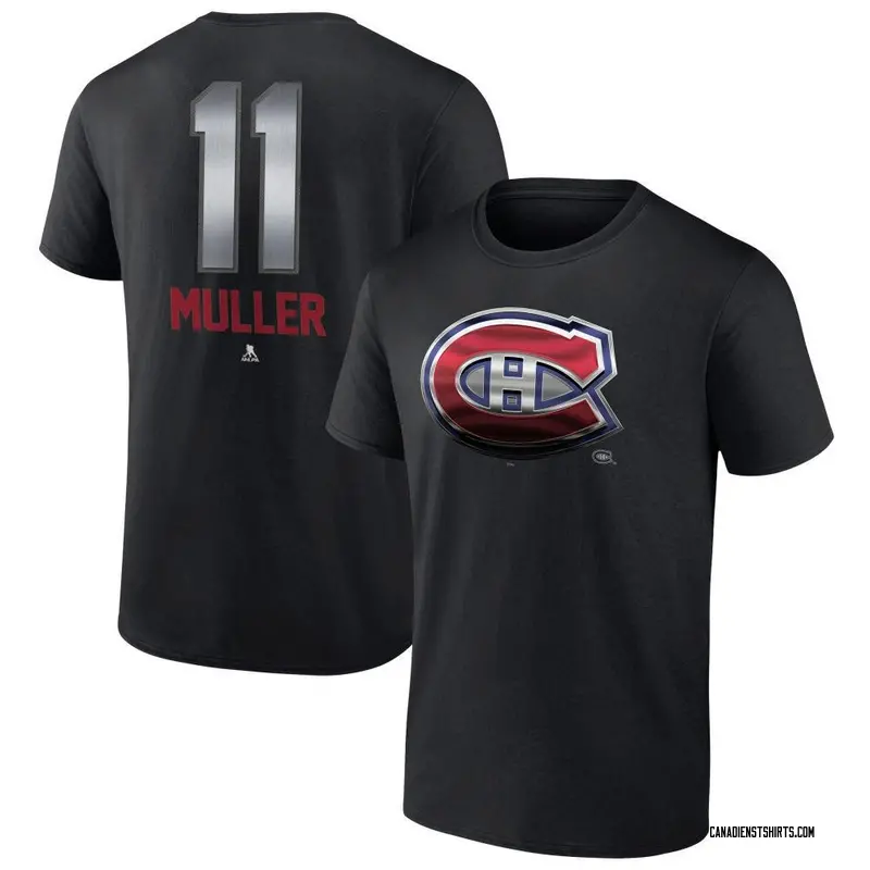 Youth Kirk Muller Montreal Canadiens Black Midnight Mascot Logo T-Shirt